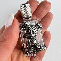 Vintage Glass Sterling Silver 925 Flask Flacon Bottle for Perfume Puppy Italy