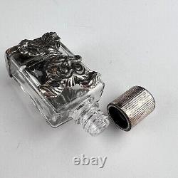 Vintage Glass Sterling Silver 925 Flask Flacon Bottle for Perfume Puppy Italy