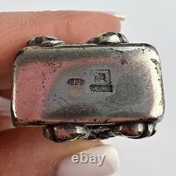 Vintage Glass Sterling Silver 925 Flask Flacon Bottle for Perfume Puppy Italy