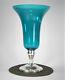 Vintage Gorham Sterling Silver Blue Turquoise Teal Glass Trumpet Vase #3104