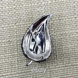 Vintage HE Sterling Silver Blue Glass invisible set Pin Brooch Earrings