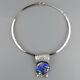 Vintage Huge Brutalist Dychroic Glass Sterling Silver Artisan Necklace Heavy