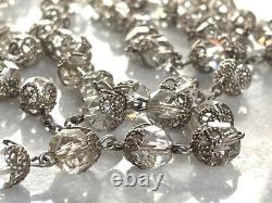 Vintage Hallmarked 925 Sterling Silver & Encased Faceted Glass Beads Rosaries