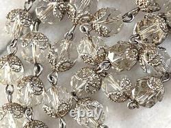 Vintage Hallmarked 925 Sterling Silver & Encased Faceted Glass Beads Rosaries