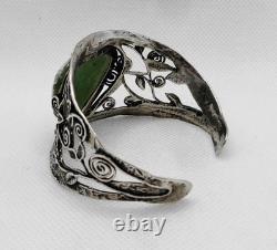 Vintage Hallmarked Israel 925 Sterling Silver & Roman Glass Bracelet by PZ PAZ