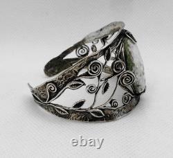 Vintage Hallmarked Israel 925 Sterling Silver & Roman Glass Bracelet by PZ PAZ