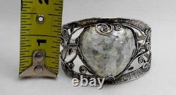 Vintage Hallmarked Israel 925 Sterling Silver & Roman Glass Bracelet by PZ PAZ