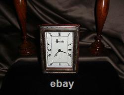 Vintage Harrods Knightsbridge Sterling Silver Framed Wood Desk Mantel Clock 1992