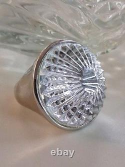 Vintage Heavy Waterford Crystal Molded Glass Statement Ring 6.5 Sterling Silver