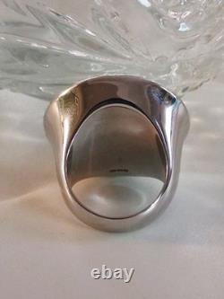 Vintage Heavy Waterford Crystal Molded Glass Statement Ring 6.5 Sterling Silver