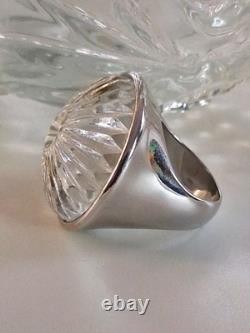 Vintage Heavy Waterford Crystal Molded Glass Statement Ring 6.5 Sterling Silver