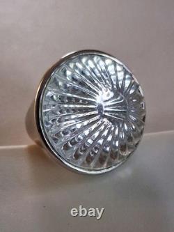 Vintage Heavy Waterford Crystal Molded Glass Statement Ring 6.5 Sterling Silver