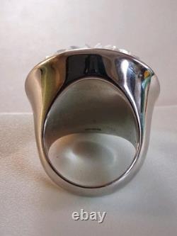 Vintage Heavy Waterford Crystal Molded Glass Statement Ring 6.5 Sterling Silver