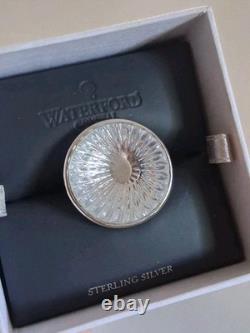 Vintage Heavy Waterford Crystal Molded Glass Statement Ring 6.5 Sterling Silver