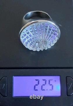 Vintage Heavy Waterford Crystal Molded Glass Statement Ring 6.5 Sterling Silver