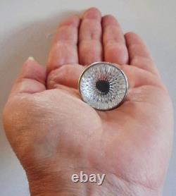 Vintage Heavy Waterford Crystal Molded Glass Statement Ring 6.5 Sterling Silver