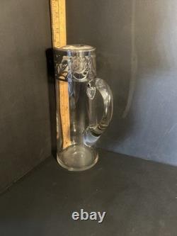 Vintage Heisey Glass Pitcher Sterling Silver Overlay. Beautiful Condition