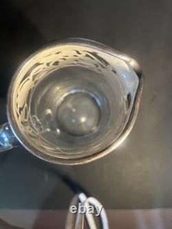 Vintage Heisey Glass Pitcher Sterling Silver Overlay. Beautiful Condition