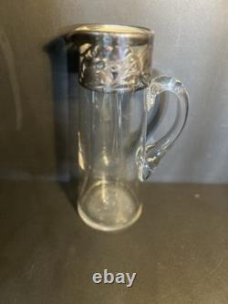 Vintage Heisey Glass Pitcher Sterling Silver Overlay. Beautiful Condition