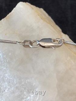 Vintage JLP Mexico Glass 925 GUA Sterling Silver Pendant 24'' Necklace 19g Boho