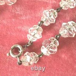 Vintage Jewellery Glass Bead Necklace Sterling Clasp Antique Victorian Jewelry