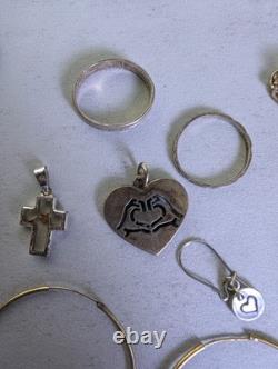 Vintage Jewelry Estate Lot Signed Unsigned STERLING SILVER Gems Costume 58 Items