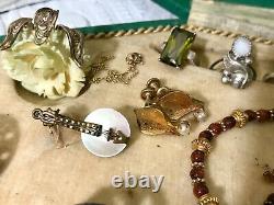 Vintage Jewelry Lot 1.5 Lbs Mostly Sterling and 12-14K Gold Filled, Vanity Box