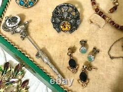 Vintage Jewelry Lot 1.5 Lbs Mostly Sterling and 12-14K Gold Filled, Vanity Box