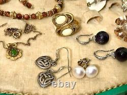 Vintage Jewelry Lot 1.5 Lbs Mostly Sterling and 12-14K Gold Filled, Vanity Box