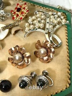 Vintage Jewelry Lot 1.5 Lbs Mostly Sterling and 12-14K Gold Filled, Vanity Box