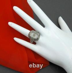 Vintage Judith Jack Camphor Glass Ring Art Deco Style Solid 925 Sterling Silver