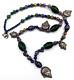Vintage Kbn Kabana Sterling Silver 925 Gemstone Art Glass Tribal Beaded Necklace