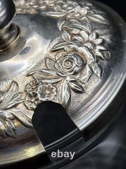 Vintage Kirk & Son Sterling Silver Repousse Etched Glass Jam/Jelly Jar