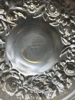 Vintage Kirk & Son Sterling Silver Repousse Etched Glass Jam/Jelly Jar