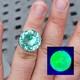 Vintage Large Aqua Uv Spinel Ring 925 Sterling Silver Size 6.5 Uranium Glass