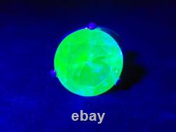 Vintage Large Aqua UV Spinel Ring 925 Sterling Silver Size 6.5 Uranium Glass