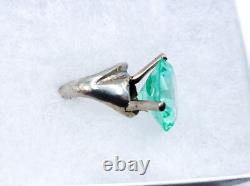 Vintage Large Aqua UV Spinel Ring 925 Sterling Silver Size 6.5 Uranium Glass