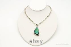Vintage Large Dichroic Glass Sterling Silver Chainlink Necklace