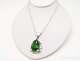 Vintage Large Glass Green Stone Sterling Silver Necklace 36