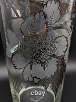 Vintage Large Sterling Silver Overlay Glass Vase