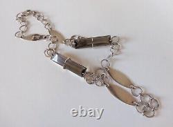 Vintage Los Ballesteros Sterling Silver & Smoky Glass Prism Necklace 24 Inches