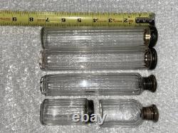 Vintage Mappin Brothers Glass Vanity Bottle Set Of 5 Sterling Silver Lids UK