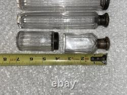 Vintage Mappin Brothers Glass Vanity Bottle Set Of 5 Sterling Silver Lids UK