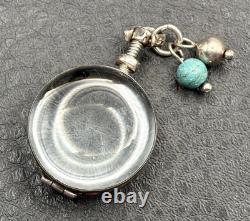 Vintage Mexican Sterling Silver Reversible Glass Double Photo Locket Pendant