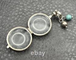Vintage Mexican Sterling Silver Reversible Glass Double Photo Locket Pendant