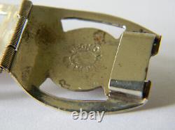Vintage Mexico Embossed Sterling Silver Dragons Breath Glass Panel Bracelet