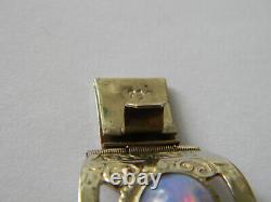 Vintage Mexico Embossed Sterling Silver Dragons Breath Glass Panel Bracelet