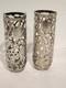Vintage Mexico Sterling Silver Rose Trellis Overlay 7 Tall Drinking Glasses 89g