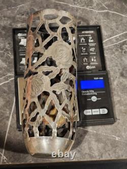 Vintage Mexico Sterling Silver Rose Trellis Overlay 7 Tall Drinking Glasses 89g