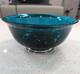 Vintage Mid-century Gorham Art Glass Bowl Teal/turquoise With Sterling Silver